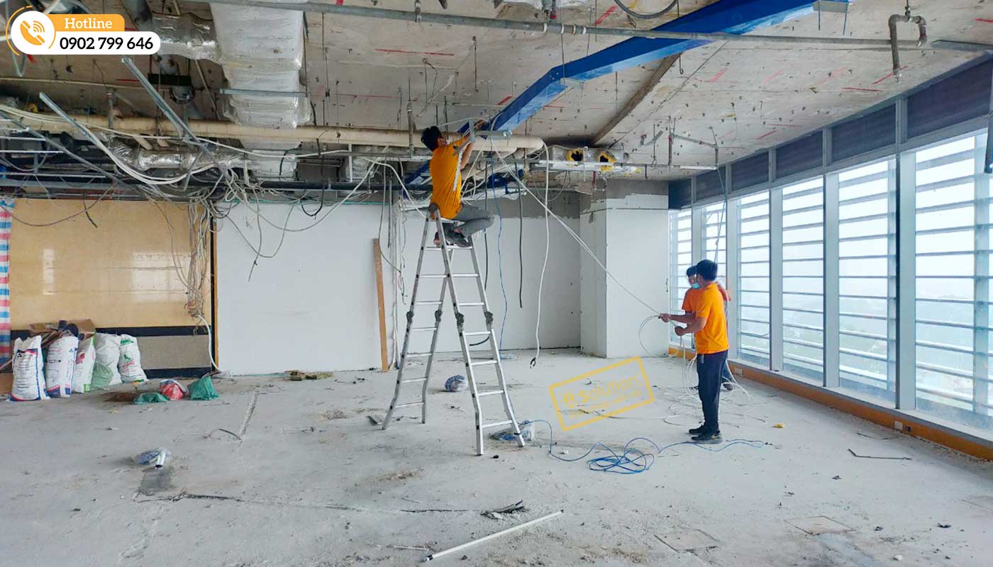 Thi công điện mạng văn phòng 200 mét vuông