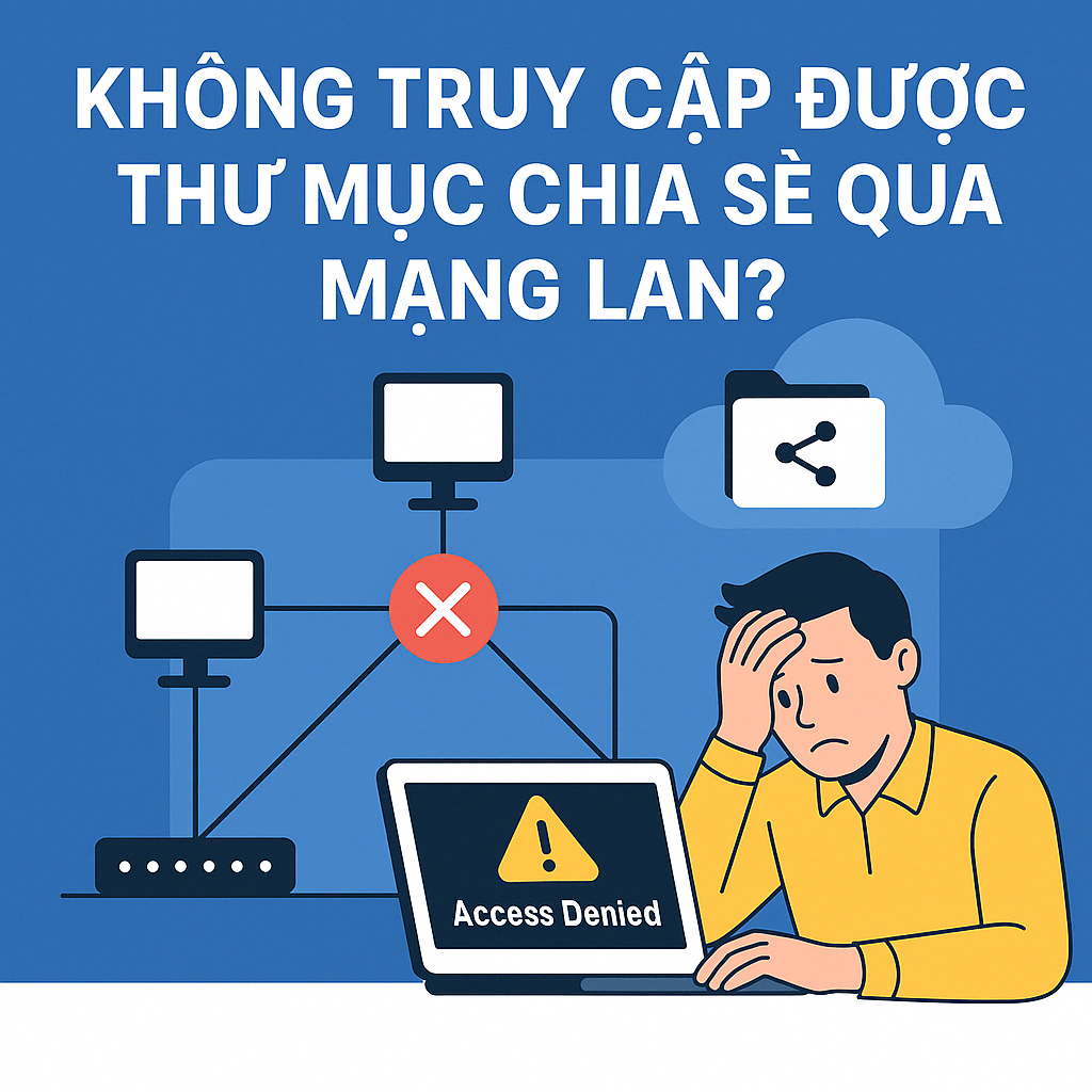 Minh họa sự cố không truy cập được thư mục chia sẻ trong mạng LAN doanh nghiệp