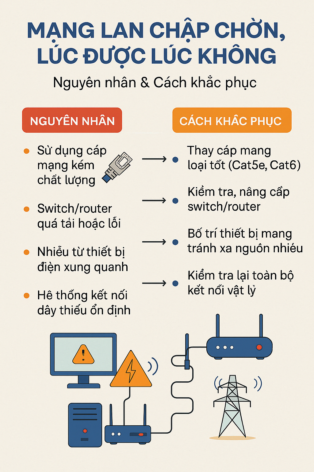 Mạng LAN chập chờn, lúc được lúc không – Cách xử lý dứt điểm